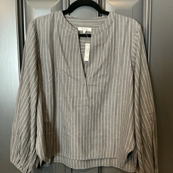 Madewell Gray Striped Women's Top size L - Picture 1 of 3